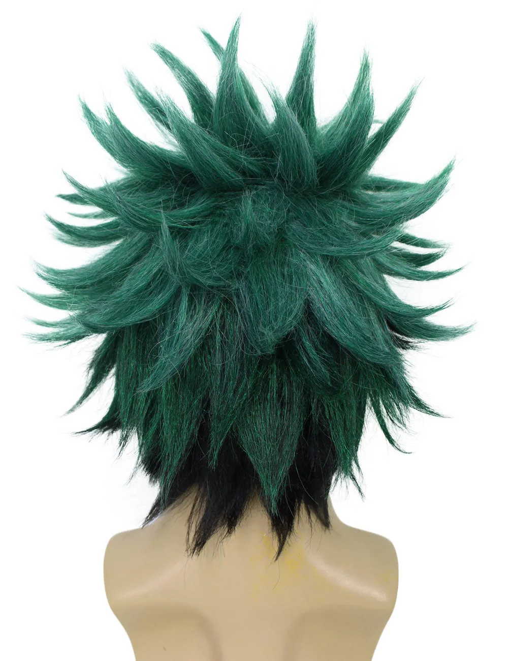 HPO Adult Men's Japanese Superhero Manga Dark-green Spiked Wig