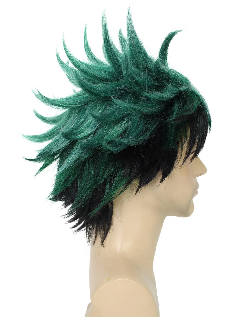 HPO Adult Men's Japanese Superhero Manga Dark-green Spiked Wig