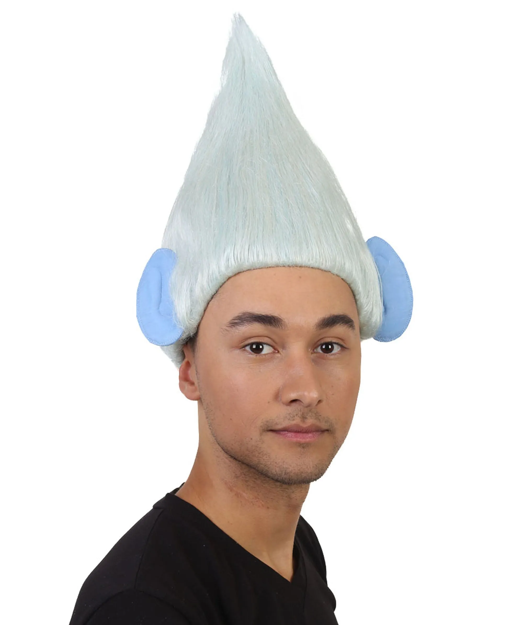 HPO Adult Men's Pointy Diamond Guy Troll Wig with Blue Ears | Multiple Color Options