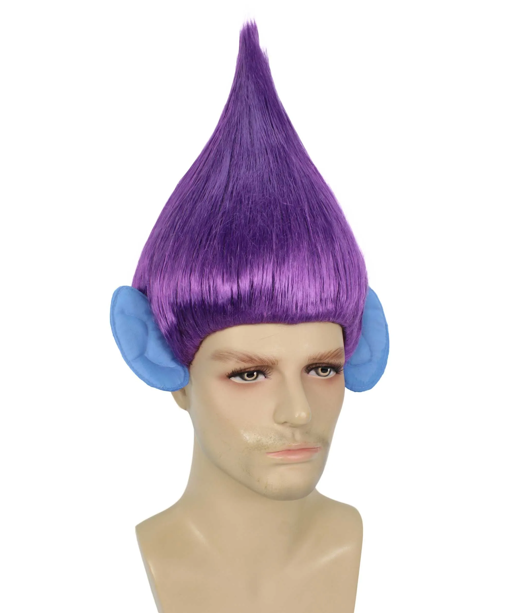 HPO Adult Men's Pointy Diamond Guy Troll Wig with Blue Ears | Multiple Color Options