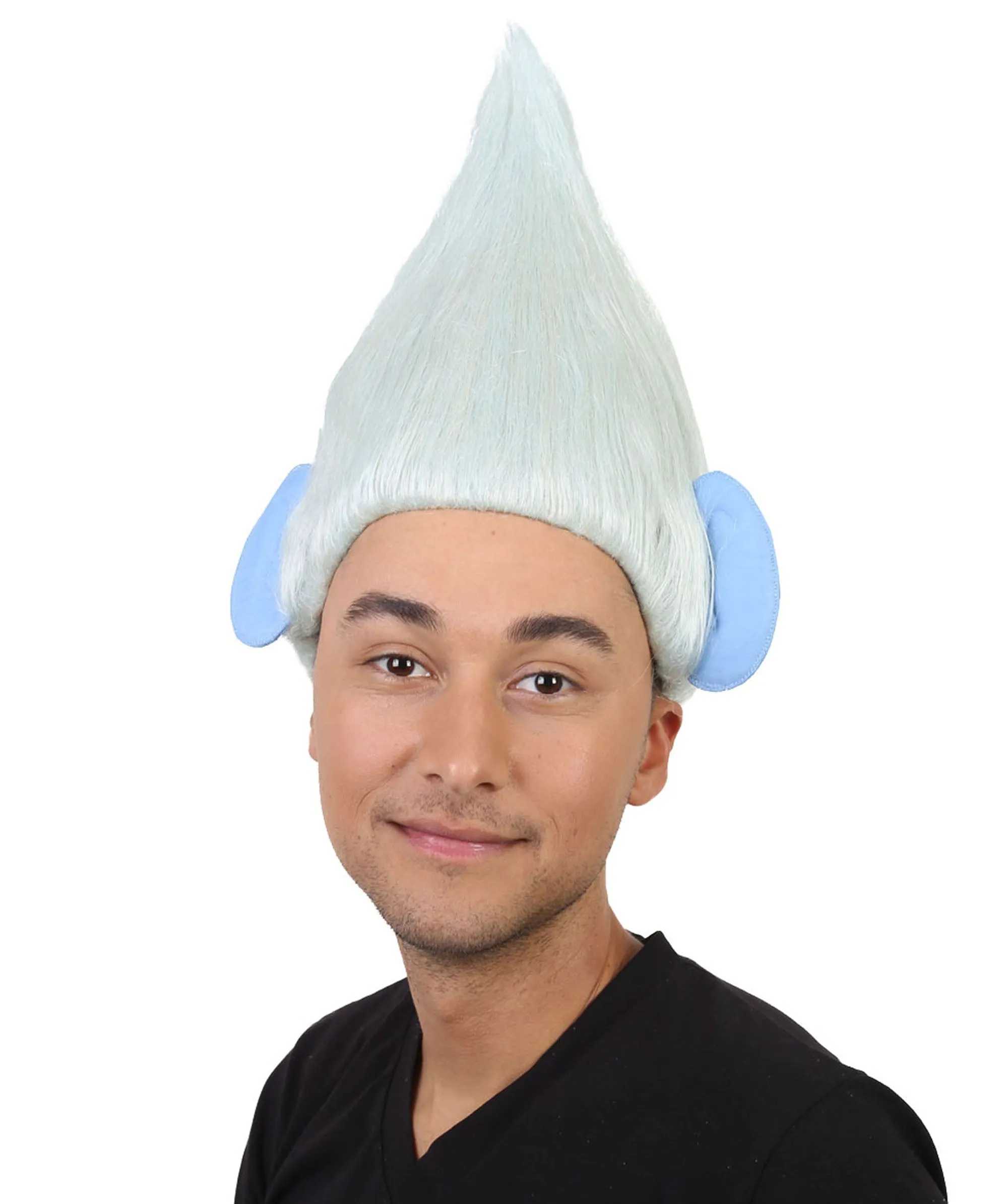 HPO Adult Men's Pointy Diamond Guy Troll Wig with Blue Ears | Multiple Color Options