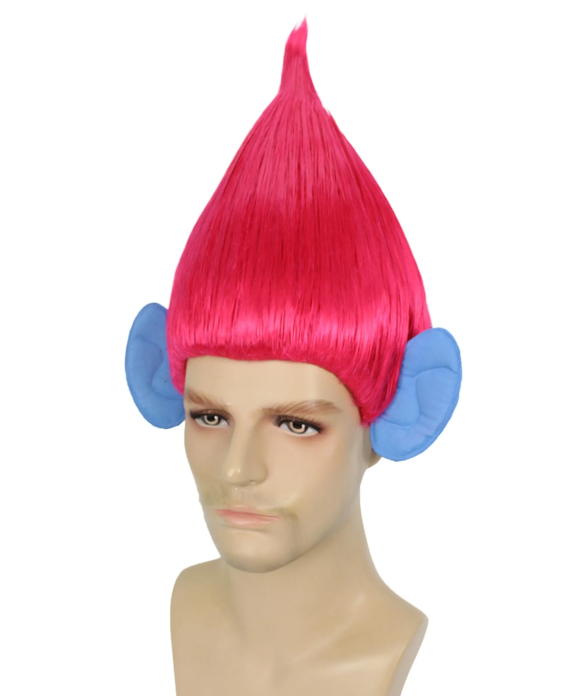 HPO Adult Men's Pointy Diamond Guy Troll Wig with Blue Ears | Multiple Color Options