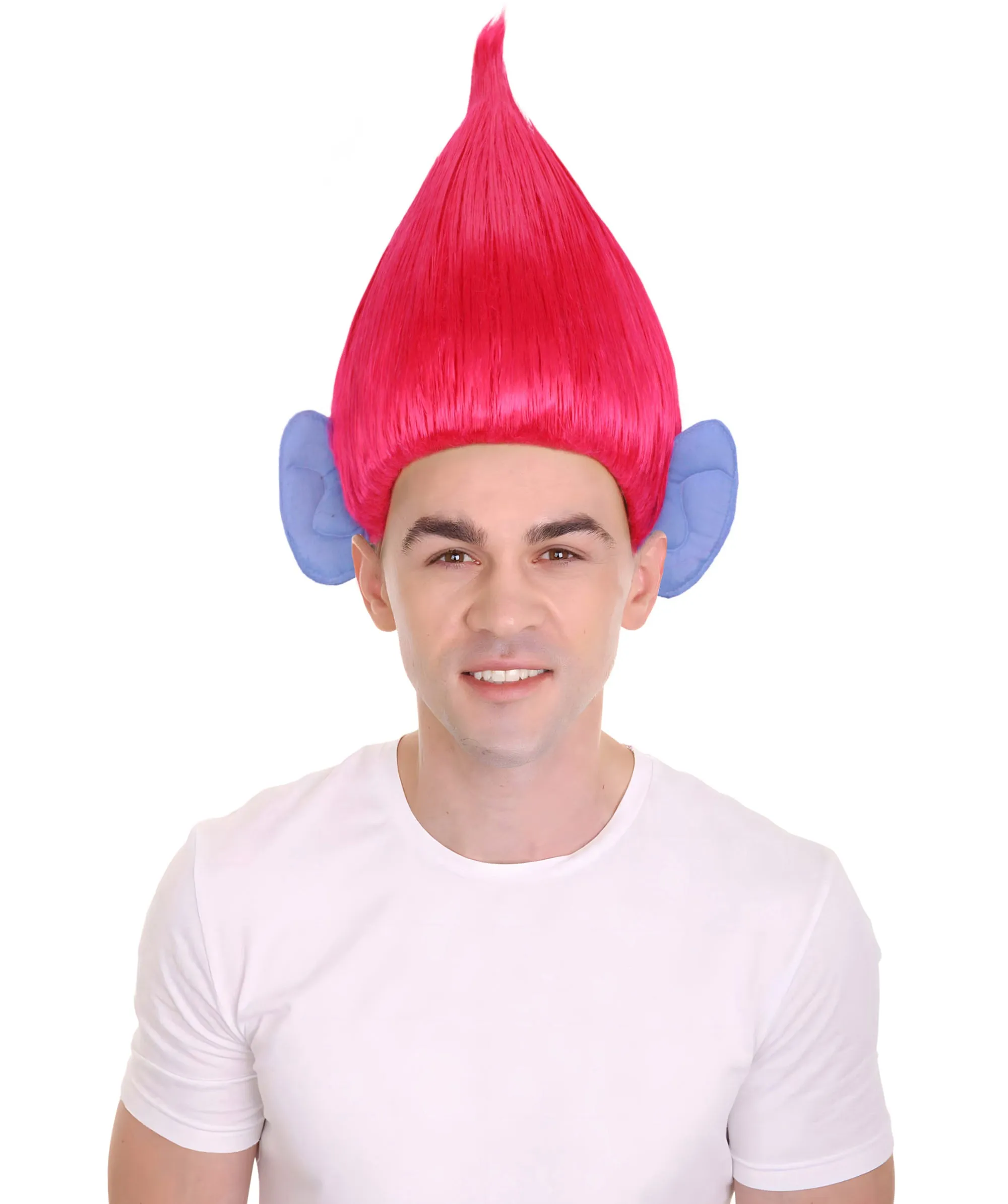 HPO Adult Men's Pointy Diamond Guy Troll Wig with Blue Ears | Multiple Color Options