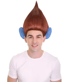 HPO Adult Men's Pointy Diamond Guy Troll Wig with Blue Ears | Multiple Color Options