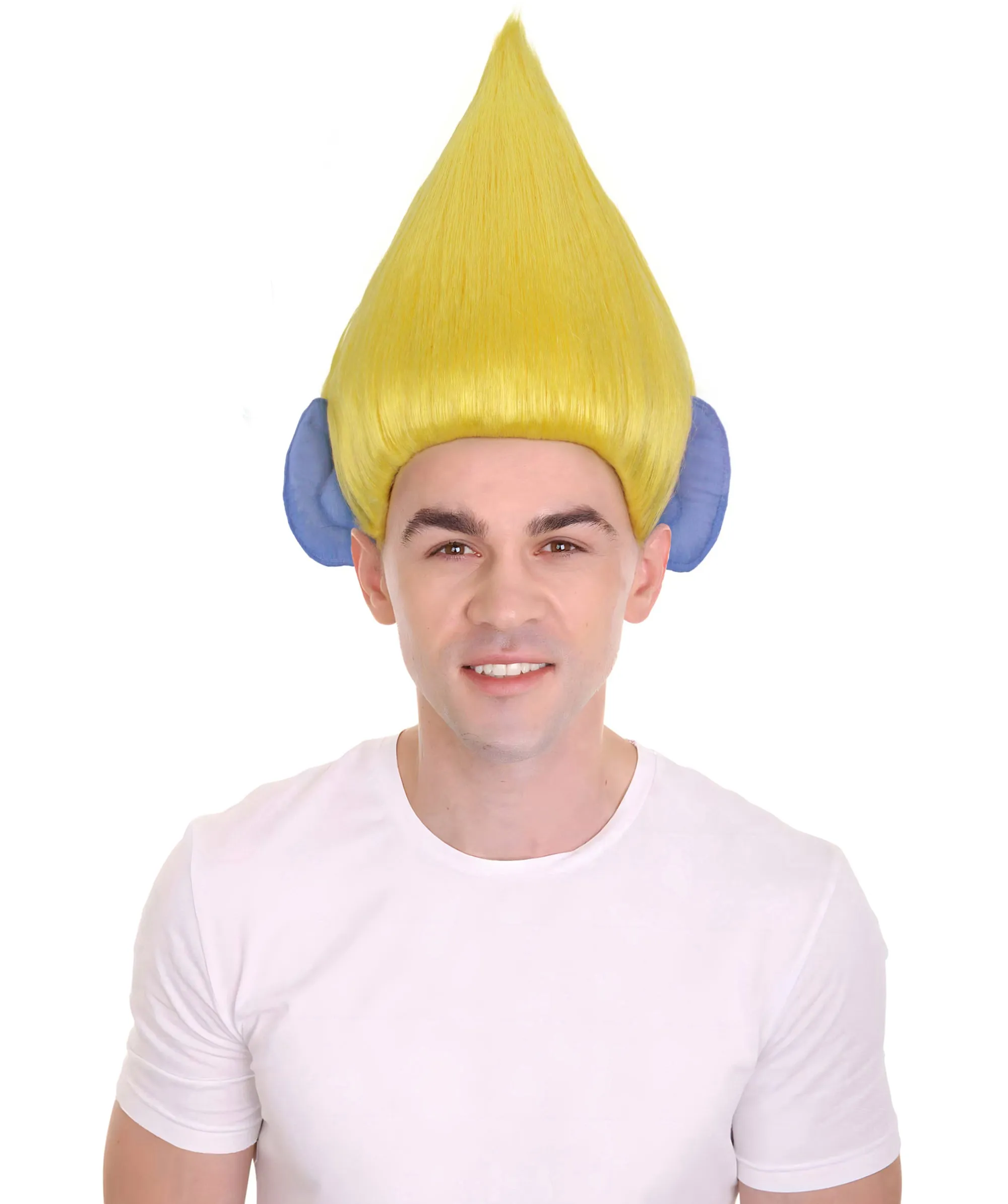 HPO Adult Men's Pointy Diamond Guy Troll Wig with Blue Ears | Multiple Color Options