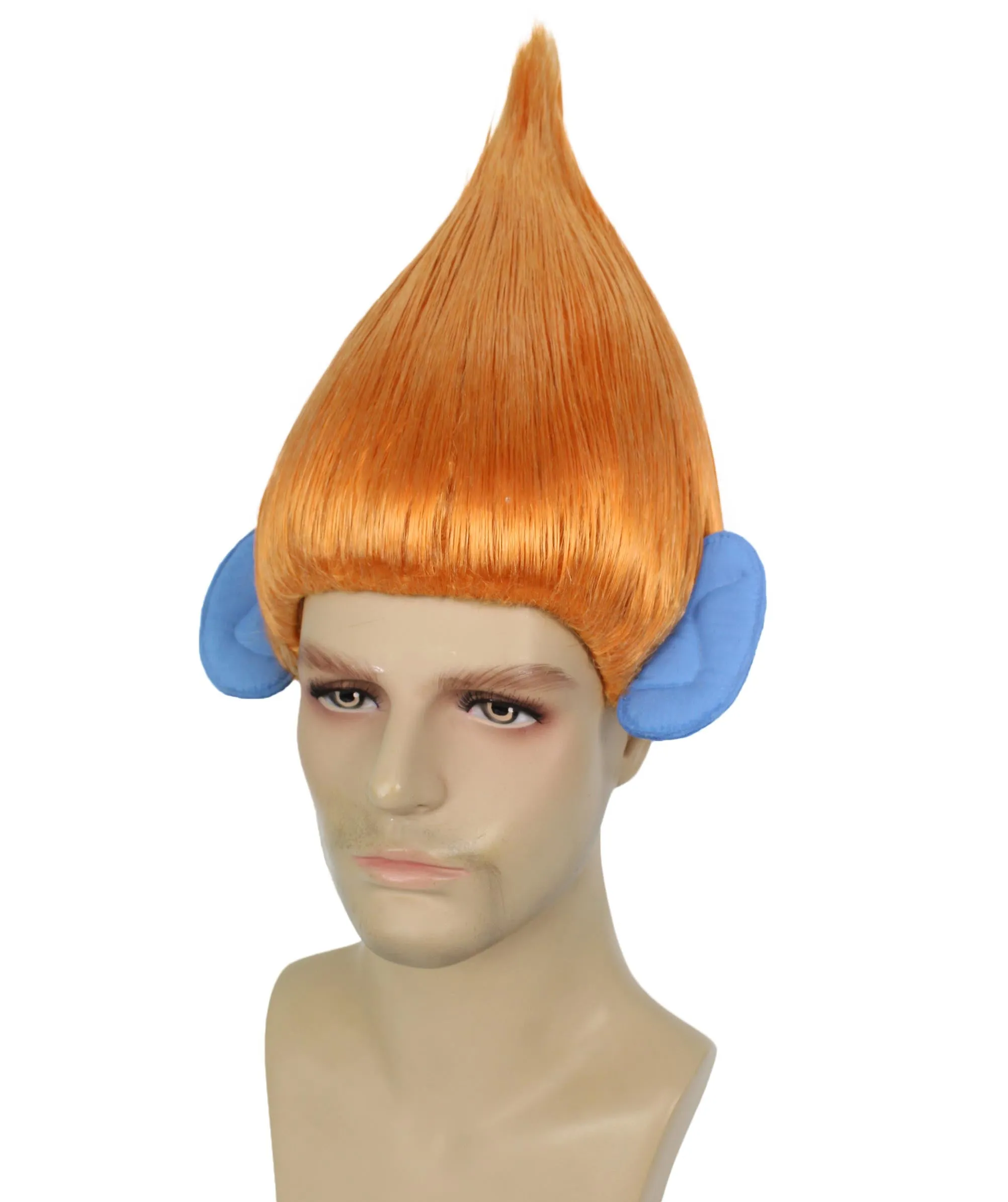 HPO Adult Men's Pointy Diamond Guy Troll Wig with Blue Ears | Multiple Color Options