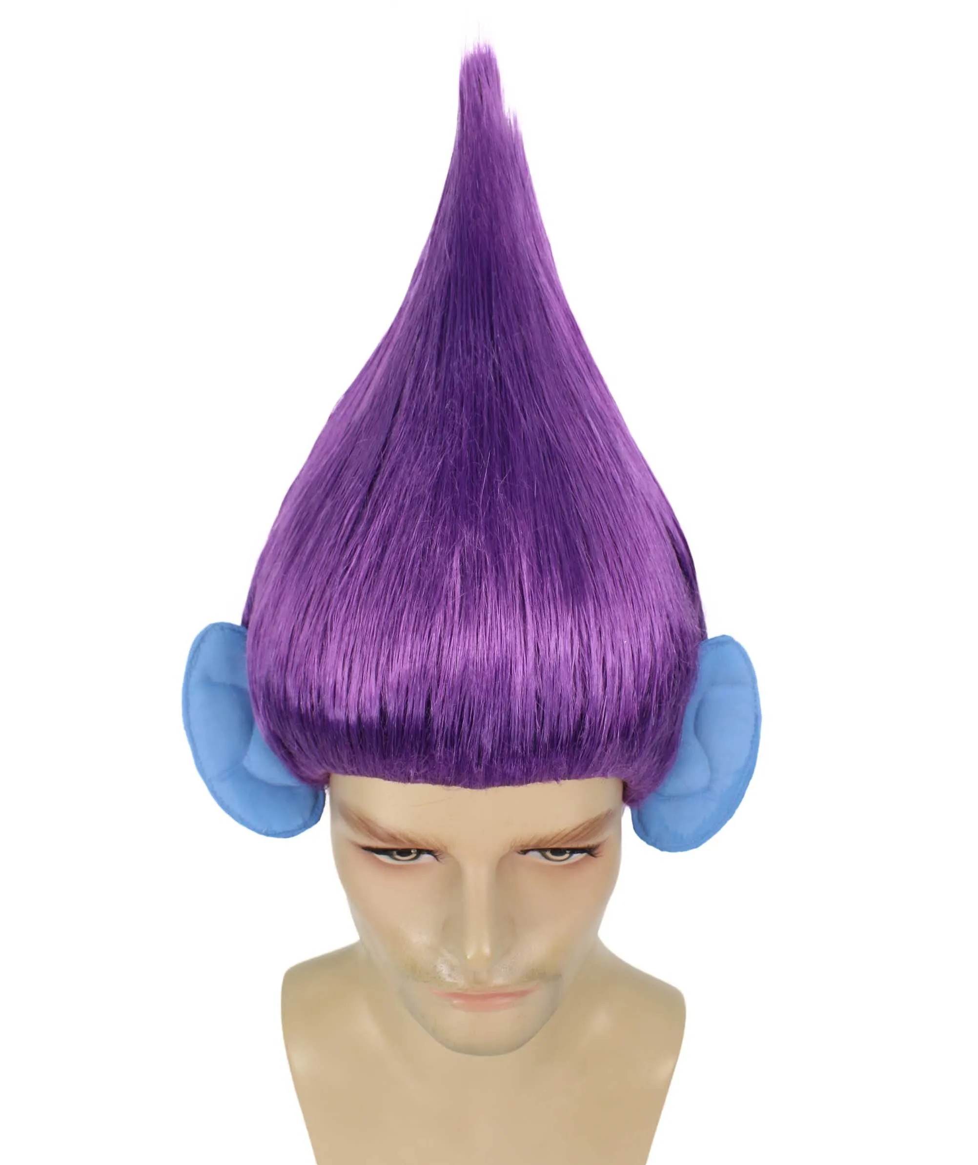 HPO Adult Men's Pointy Diamond Guy Troll Wig with Blue Ears | Multiple Color Options