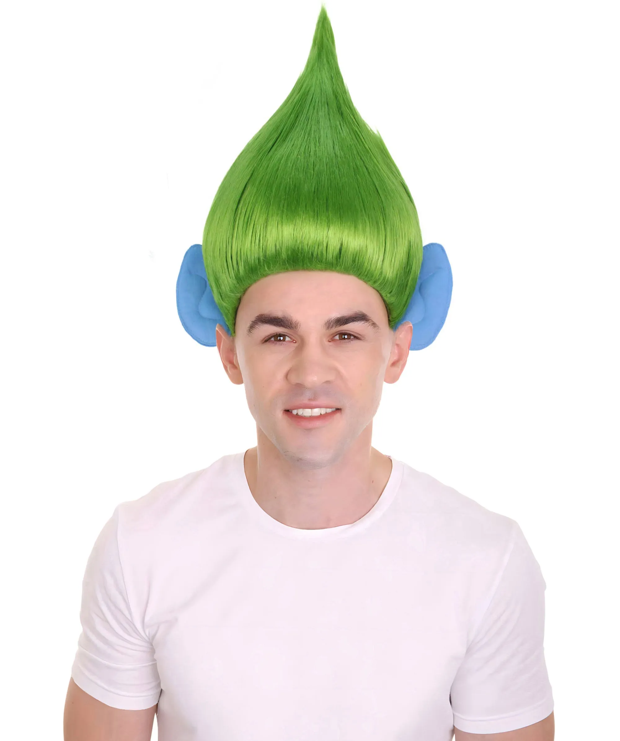 HPO Adult Men's Pointy Diamond Guy Troll Wig with Blue Ears | Multiple Color Options