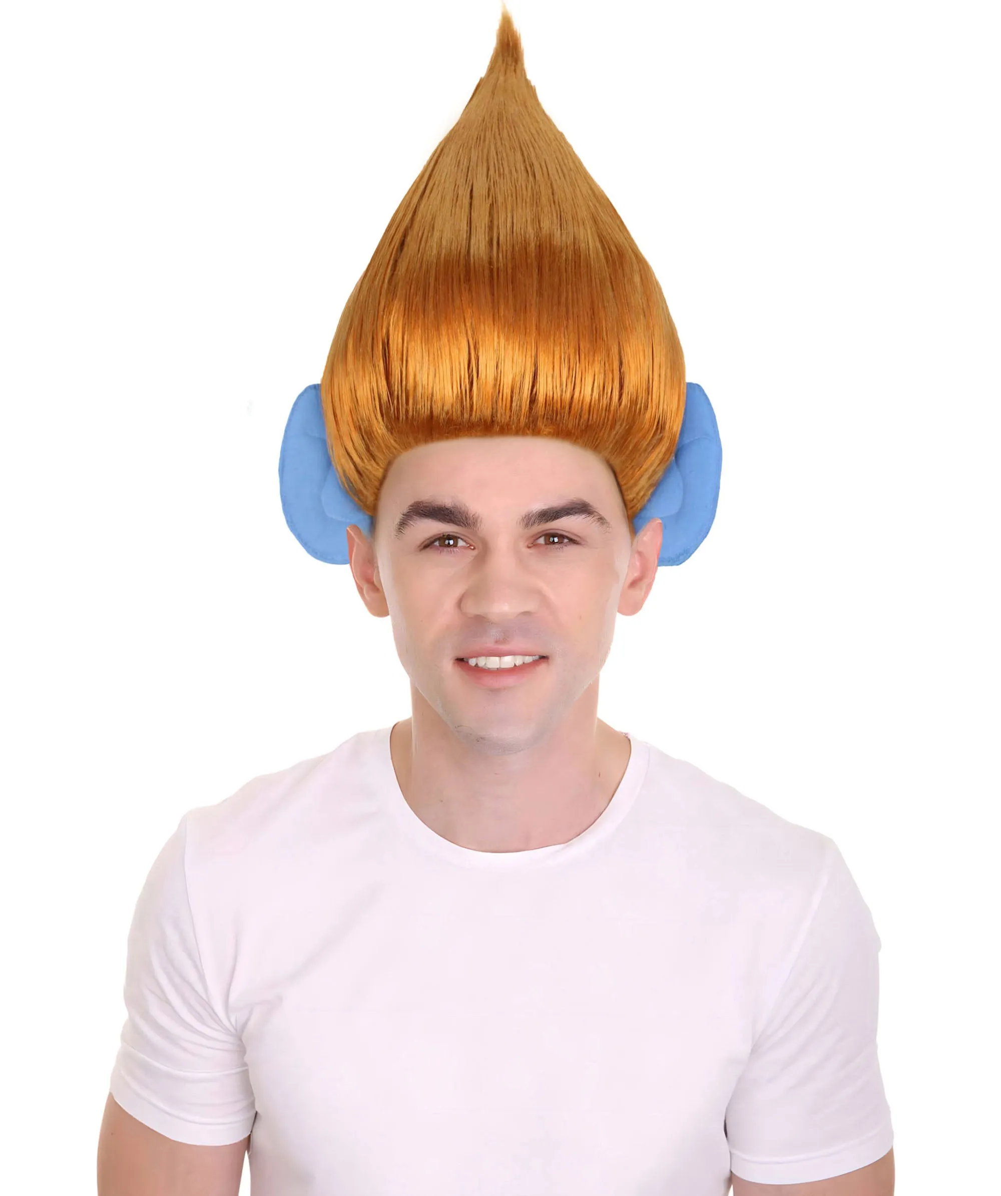 HPO Adult Men's Pointy Diamond Guy Troll Wig with Blue Ears | Multiple Color Options