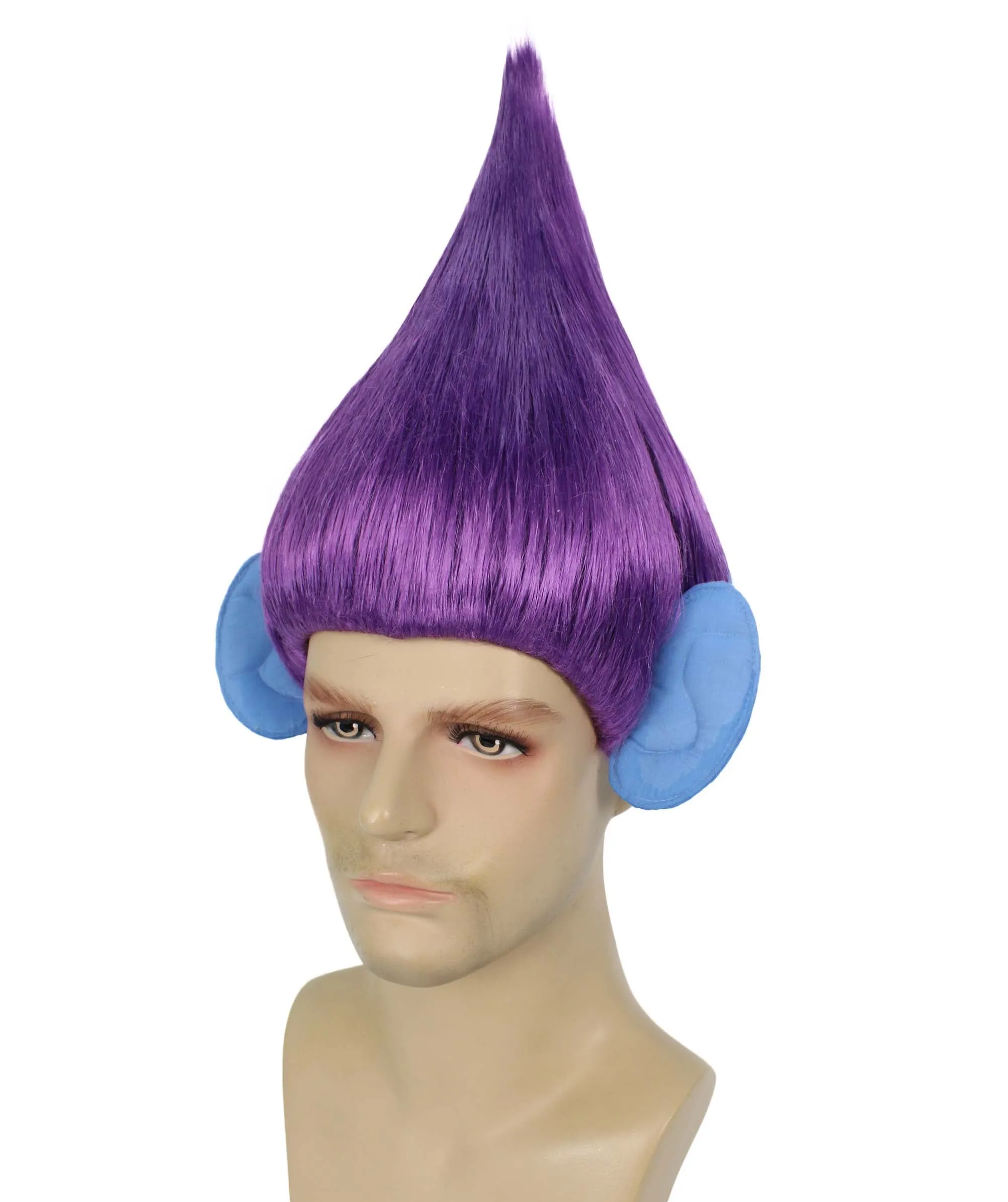 HPO Adult Men's Pointy Diamond Guy Troll Wig with Blue Ears | Multiple Color Options