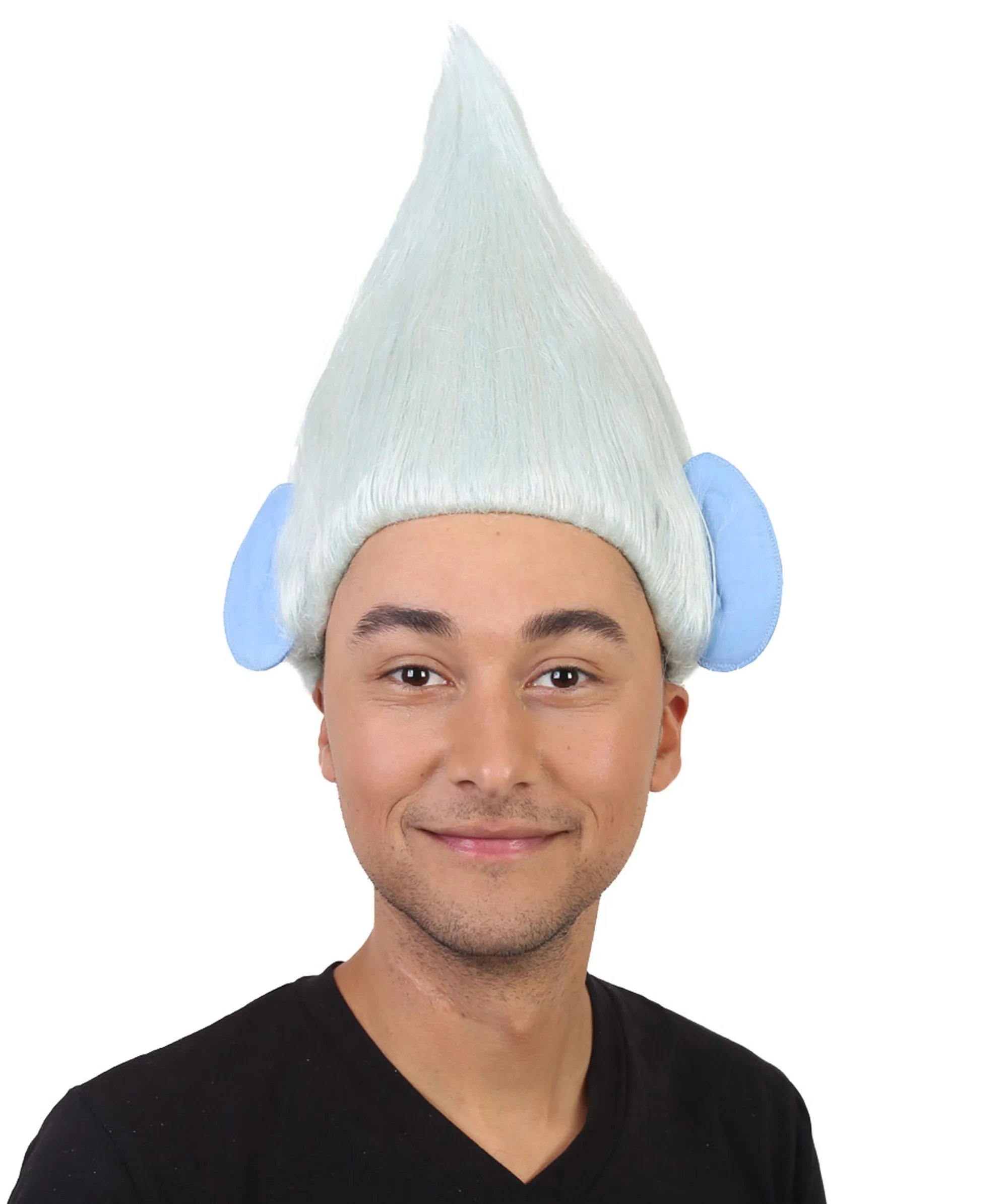 HPO Adult Men's Pointy Diamond Guy Troll Wig with Blue Ears | Multiple Color Options