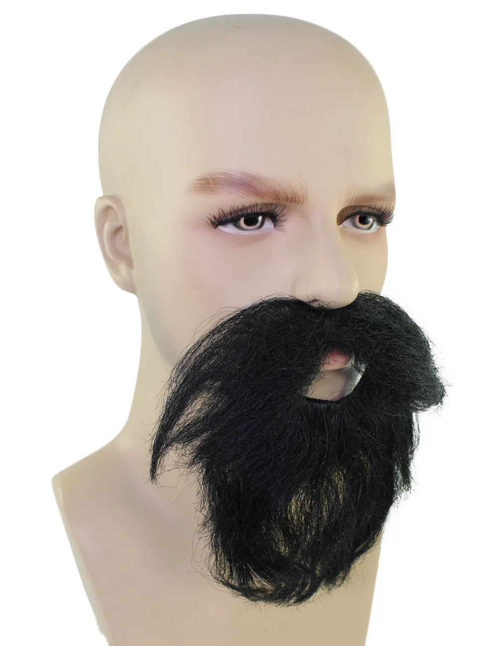 HPO Adult Men's Realistic Full Beard and Mustache | Black Cosplay and Theatrical Costume