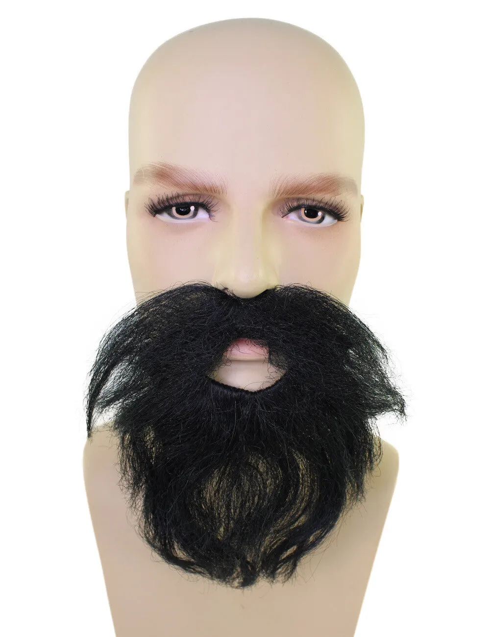 HPO Adult Men's Realistic Full Beard and Mustache | Black Cosplay and Theatrical Costume