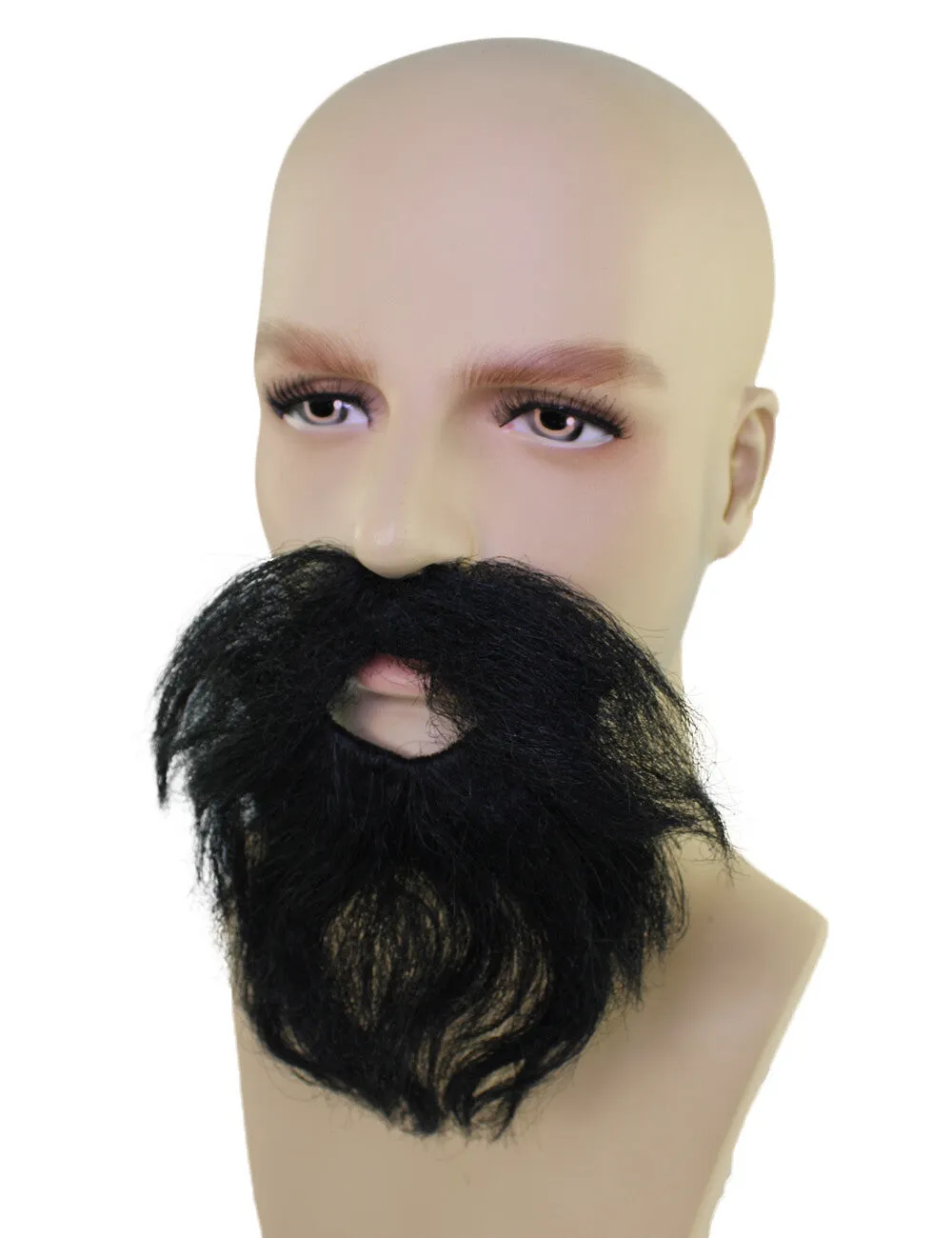 HPO Adult Men's Realistic Full Beard and Mustache | Black Cosplay and Theatrical Costume