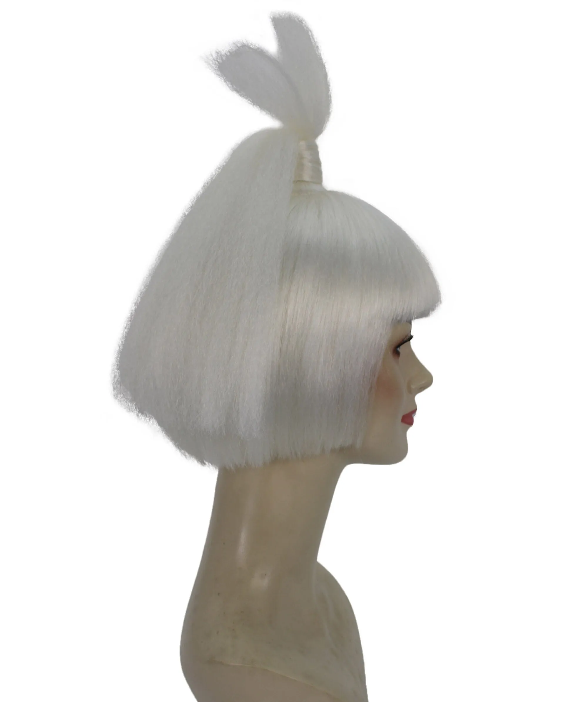 HPO Adult Women's American Figure Skater White Ponytail Wig I Cosplay Wig I Flame-retardant Synthetic Fiber