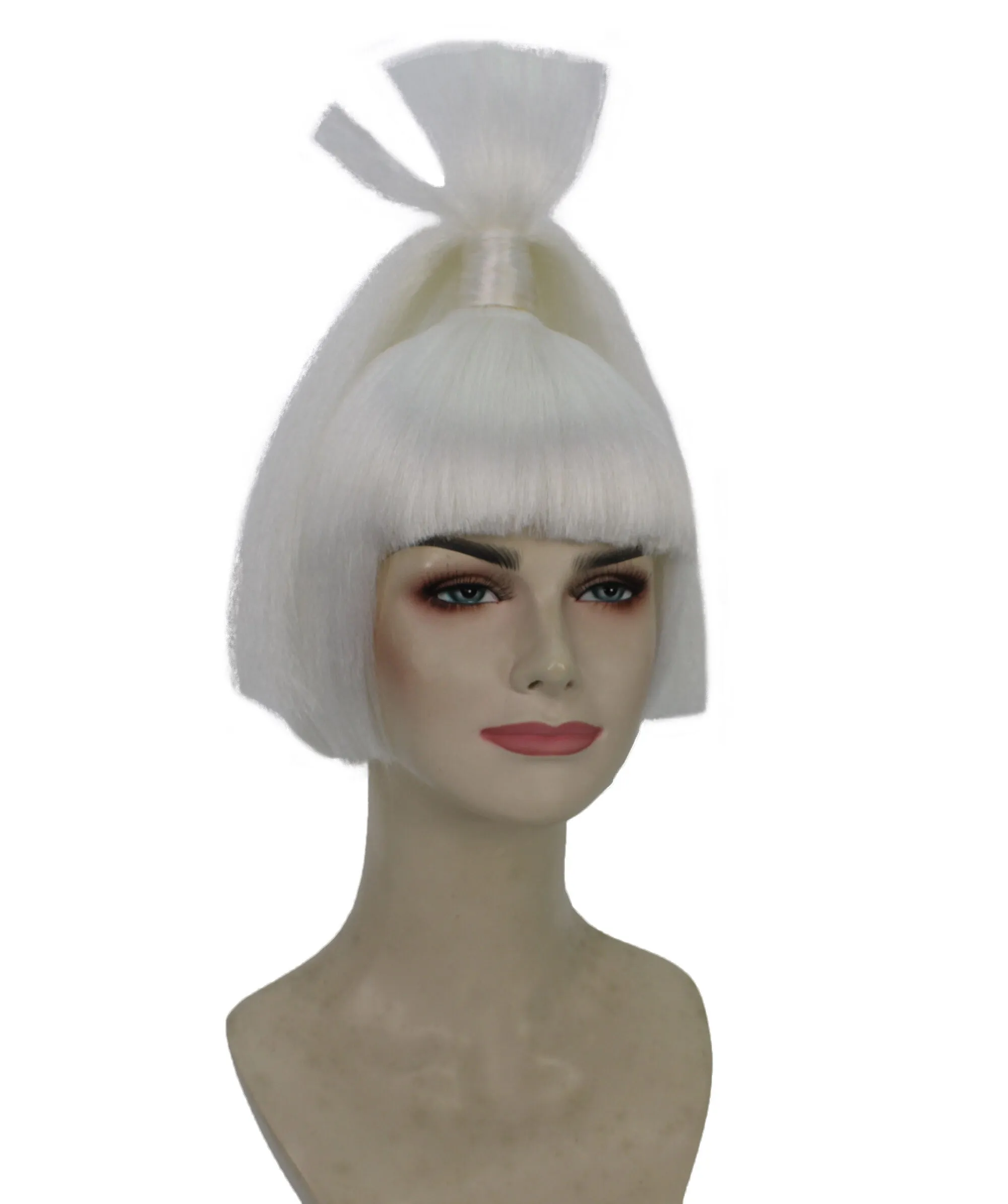 HPO Adult Women's American Figure Skater White Ponytail Wig I Cosplay Wig I Flame-retardant Synthetic Fiber