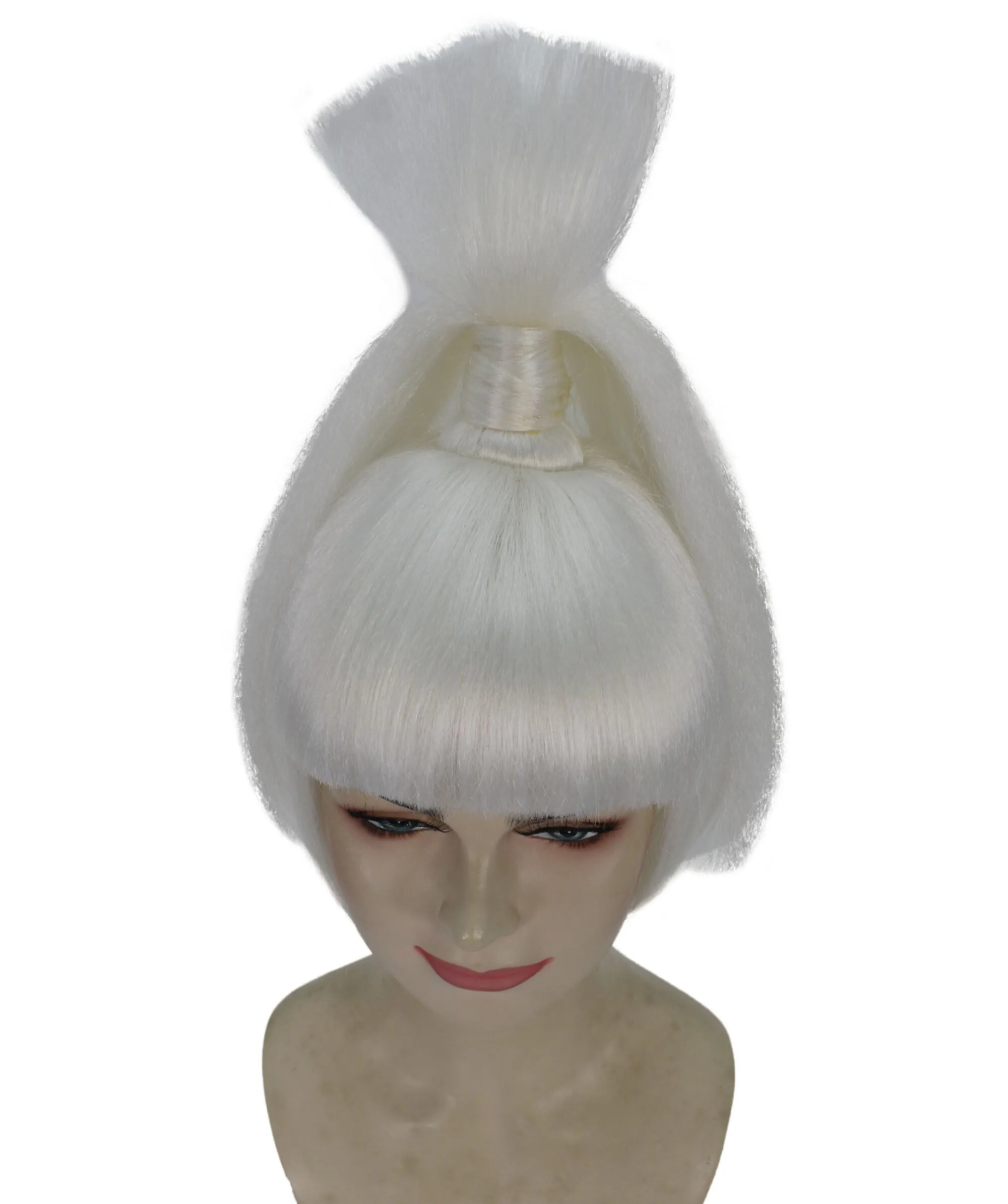 HPO Adult Women's American Figure Skater White Ponytail Wig I Cosplay Wig I Flame-retardant Synthetic Fiber