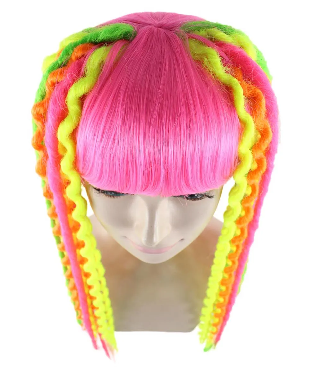 HPO Adult Women's Crazy Clown Dolly Wig, Perfect for Halloween, Flame-retardant Synthetic Fiber