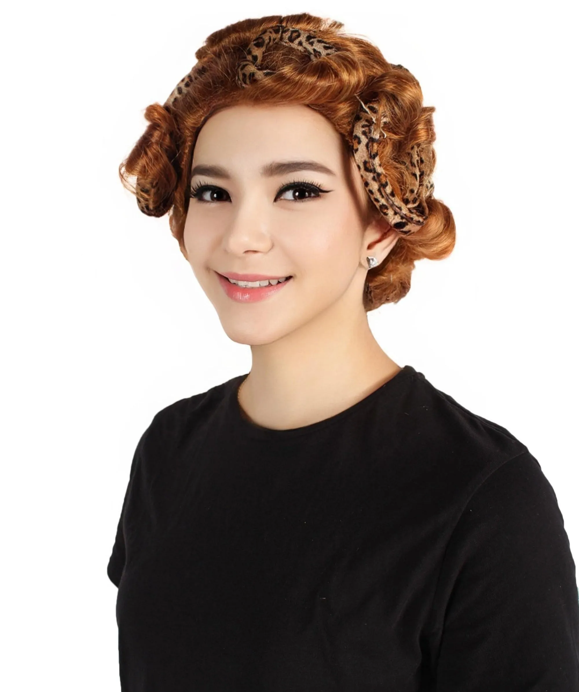 HPO Adult Women's Curly Brown Vintage Wig I Perfect for Cosplay I Flame-retardant Synthetic Fiber