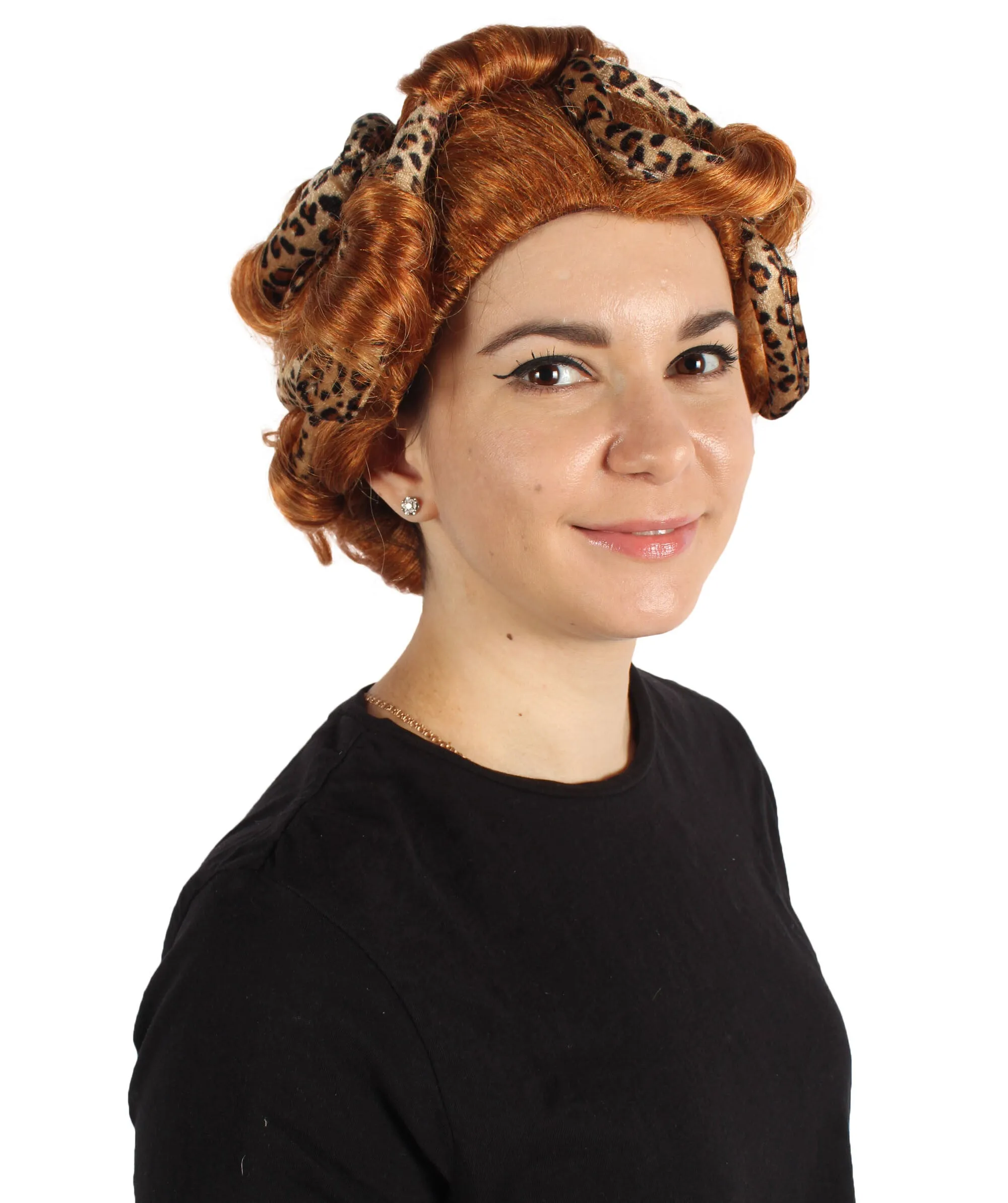 HPO Adult Women's Curly Brown Vintage Wig I Perfect for Cosplay I Flame-retardant Synthetic Fiber