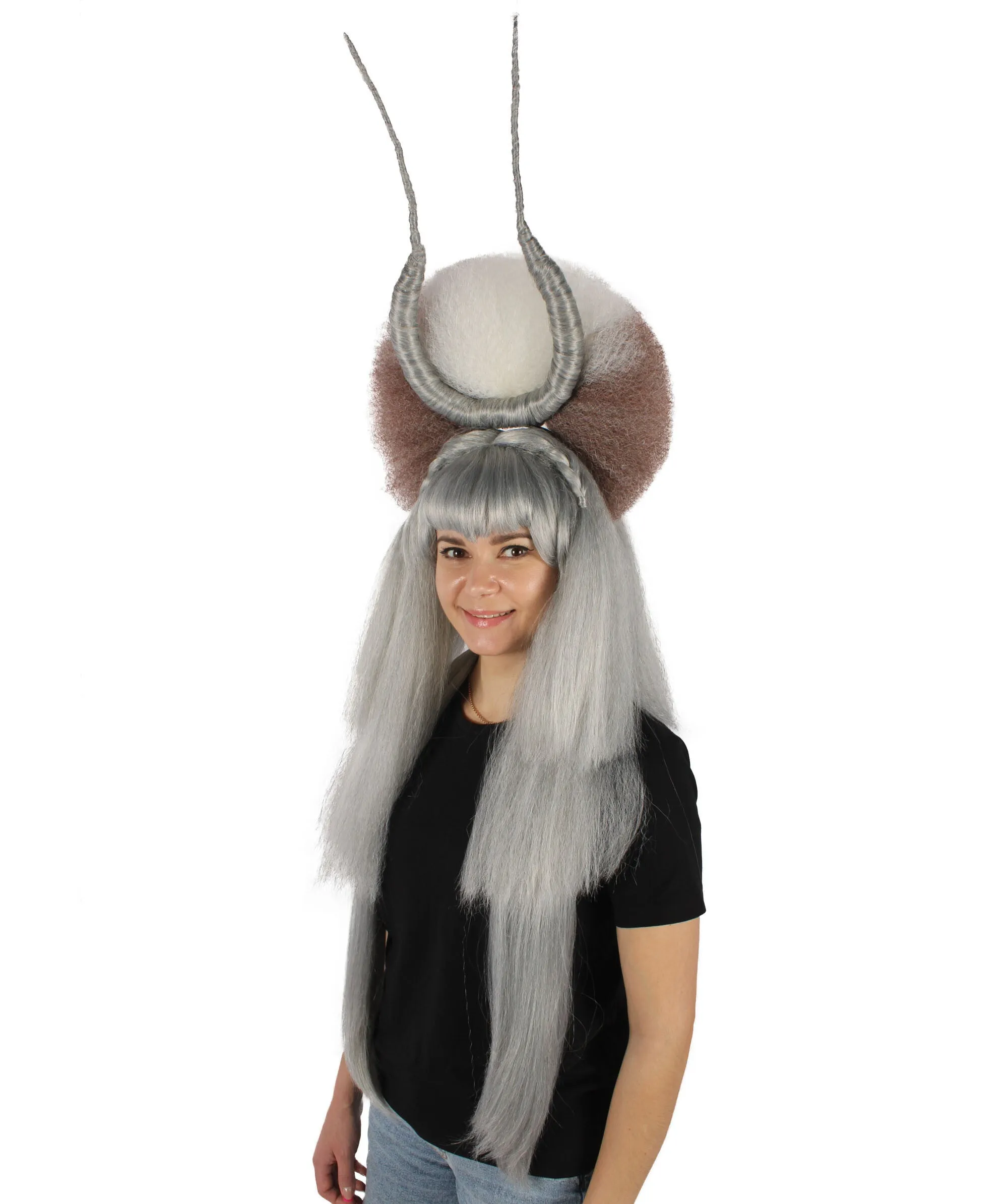 HPO Adult Women's Dramatic Devil Horn Layered Wig I Flame-retardant Synthetic Fiber