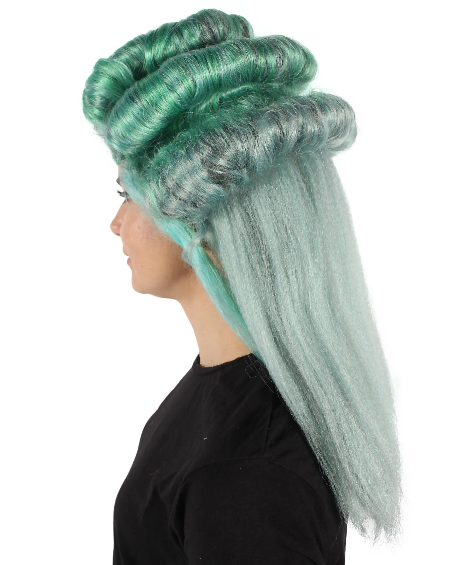 HPO Adult Women's Green Caterpillar Horn Wig I Cosplay Wig I Flame-retardant Synthetic Fiber