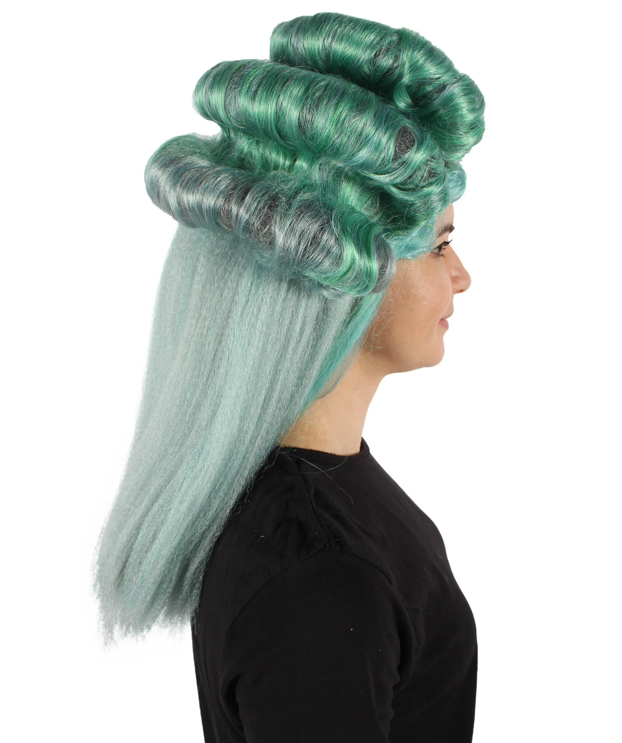 HPO Adult Women's Green Caterpillar Horn Wig I Cosplay Wig I Flame-retardant Synthetic Fiber