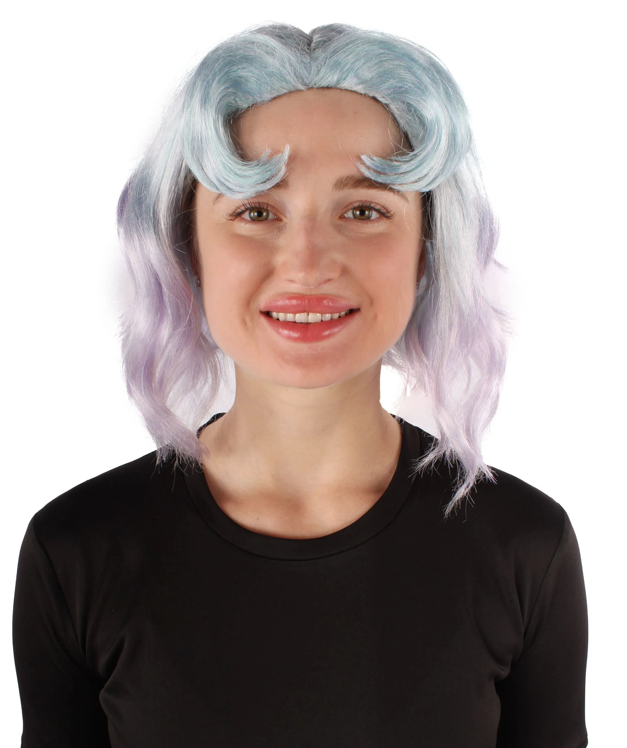 HPO Adult Women's Japanese Twin Sister Blue Anime Wig, Perfect for Halloween and Cosplay, Flame-retardant Synthetic Fiber