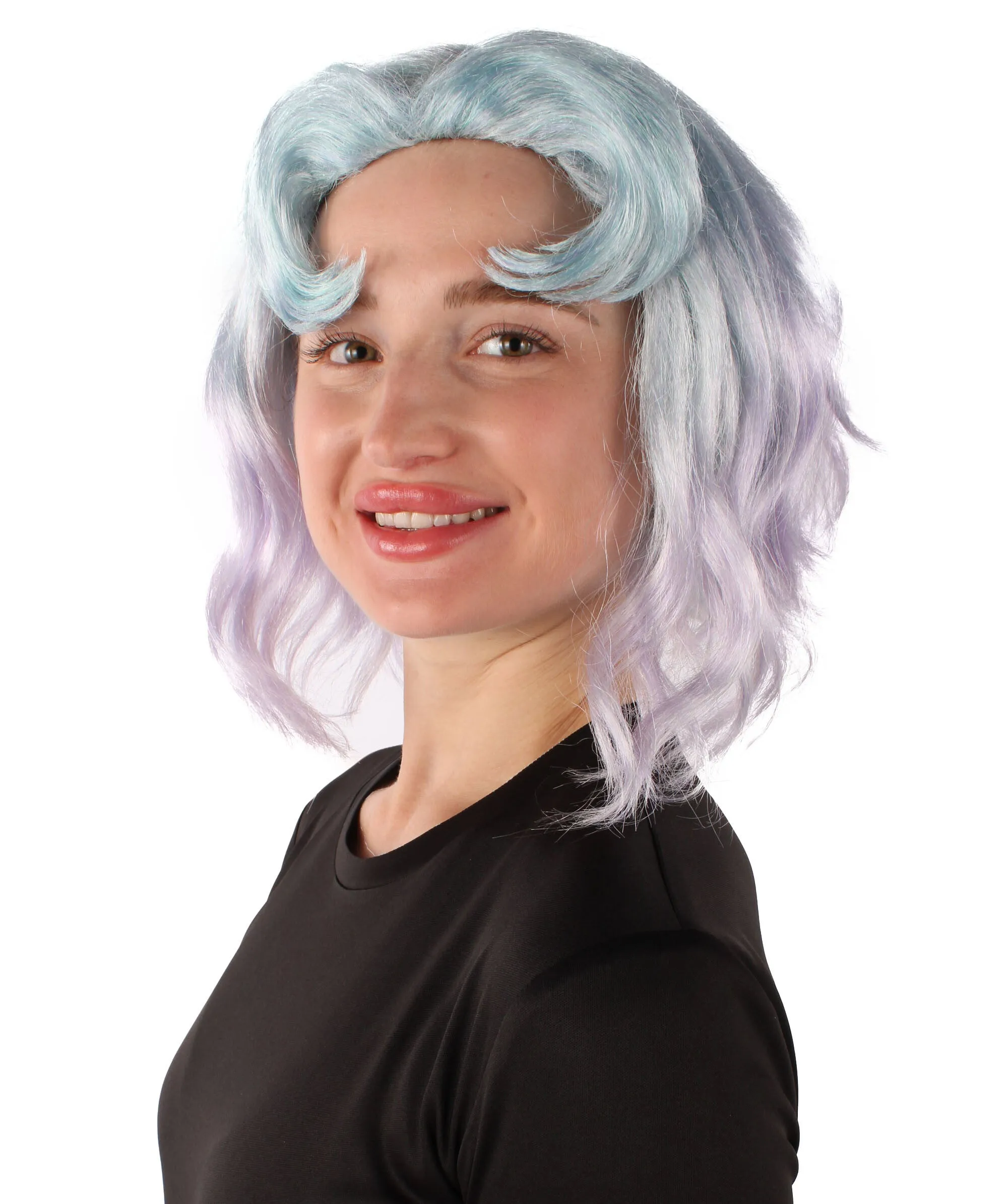 HPO Adult Women's Japanese Twin Sister Blue Anime Wig, Perfect for Halloween and Cosplay, Flame-retardant Synthetic Fiber