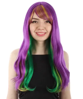 HPO | Adult Women's Long Curly Multicolored Cosplay Wig | Premium Breathable Capless Cap