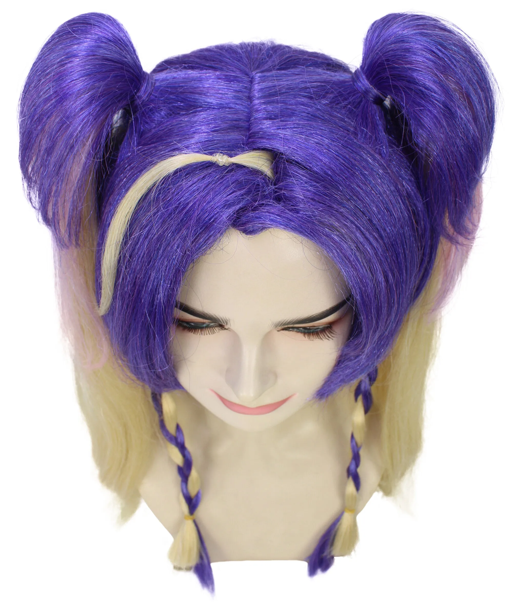 HPO Adult Women's Purple and Blonde Double Ponytail Wig| Cosplay Wig| Flame-retardant Synthetic Fiber