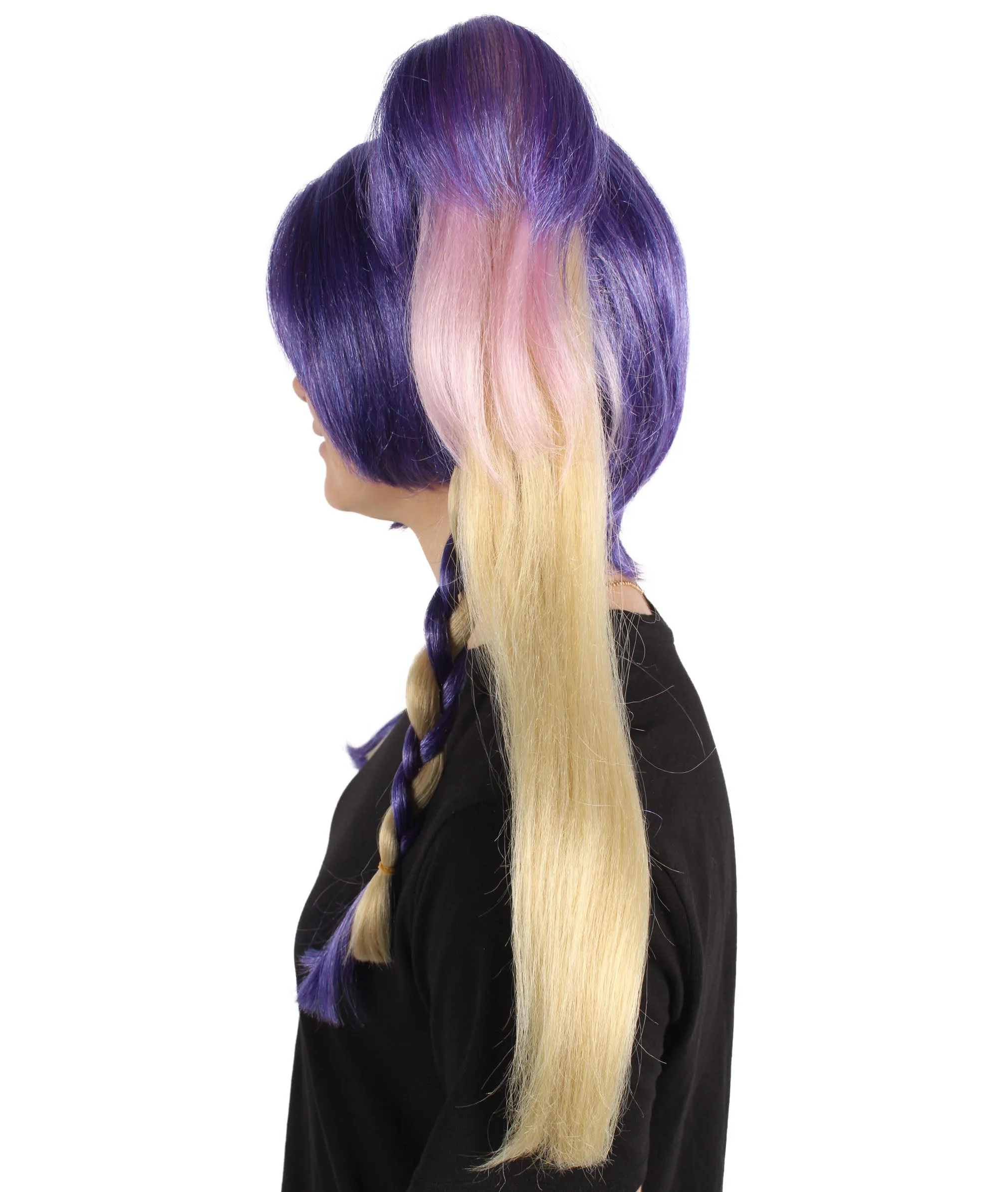 HPO Adult Women's Purple and Blonde Double Ponytail Wig| Cosplay Wig| Flame-retardant Synthetic Fiber