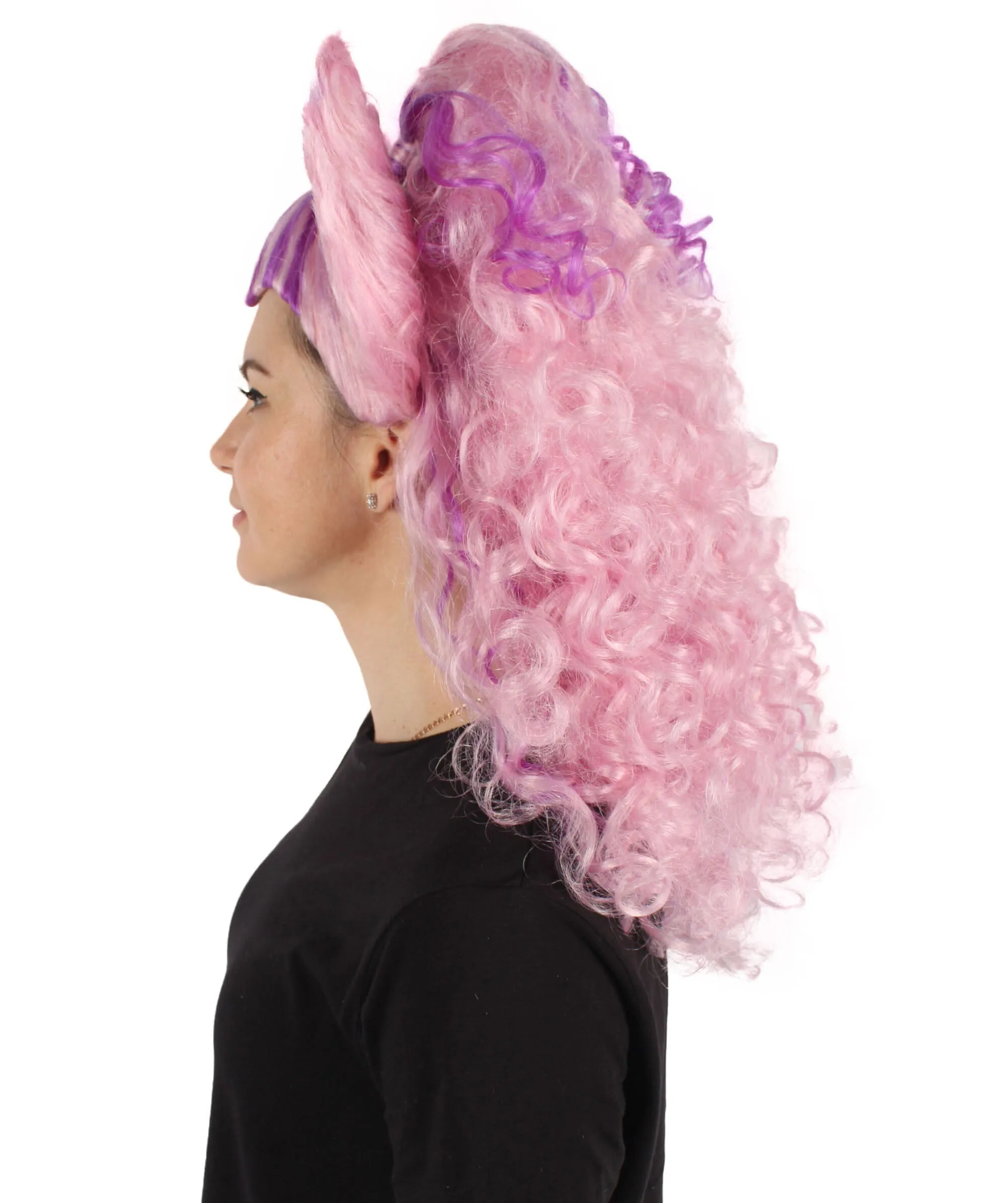 HPO Adult Women's Royaly Queen Curly Purple Wig| Perfect for Cosplay| Flame-retardant Synthetic Fiber