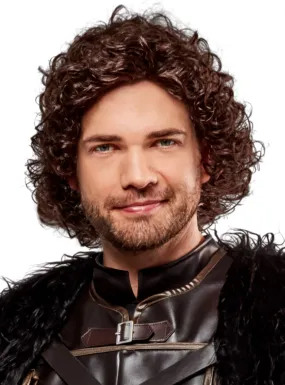 Jon Snow Mens Curly Black Thrones Costume Wig