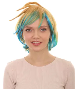 Legend Game Cosplay Wig , Yellow and Blue Anime Cosplay Wigs , Premium Breathable Capless Cap