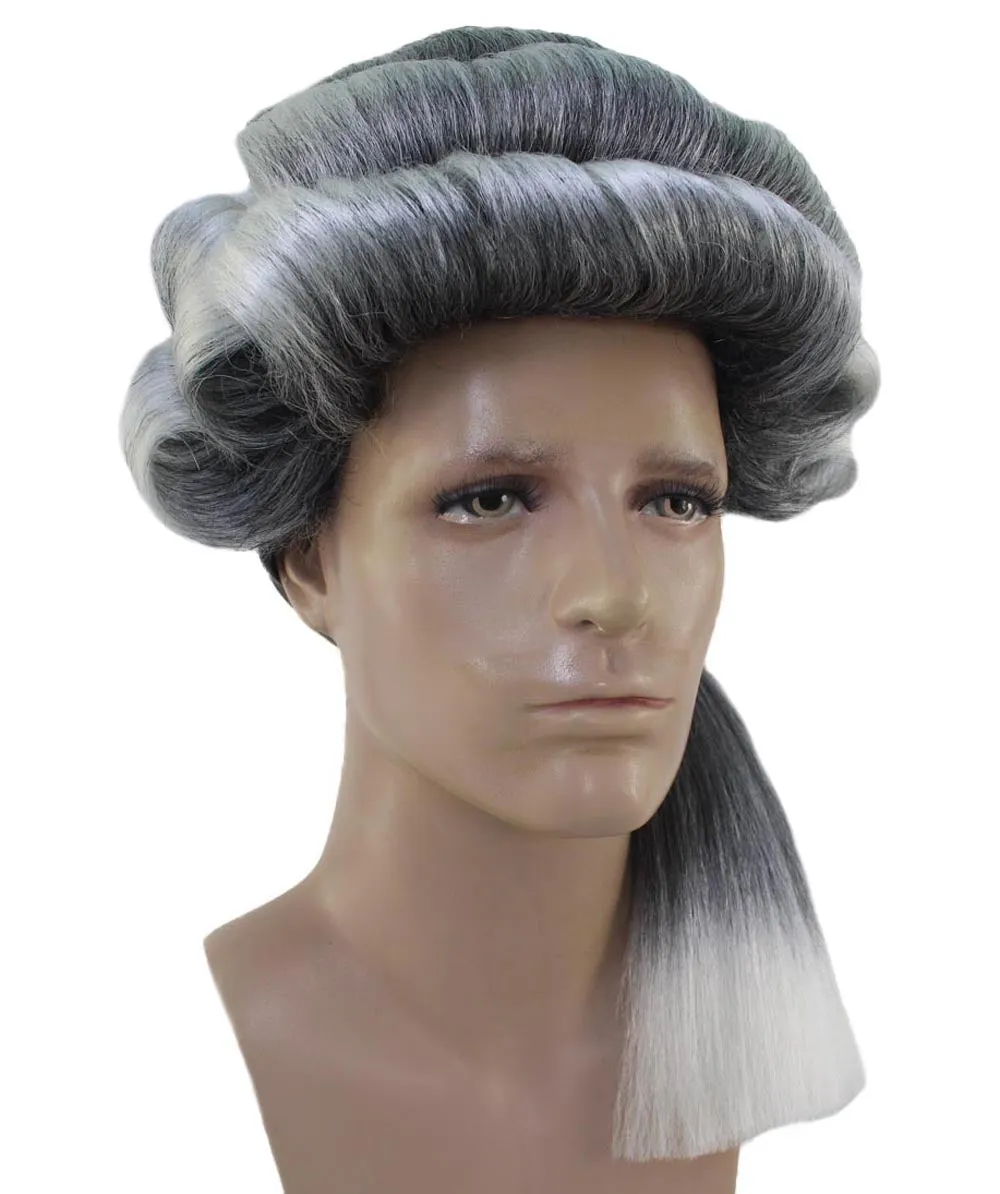 Mens Colonial  Long Grey Historical Wigs | Premium Breathable Capless Cap