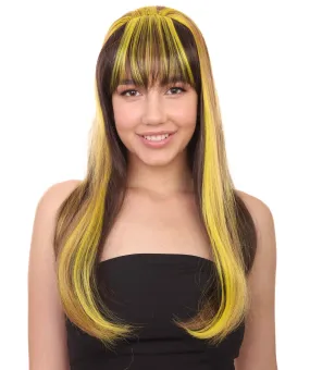 Monster Womens Wig | Neon Yellow & Black Cosplay Halloween Wig | Premium Breathable Capless Cap