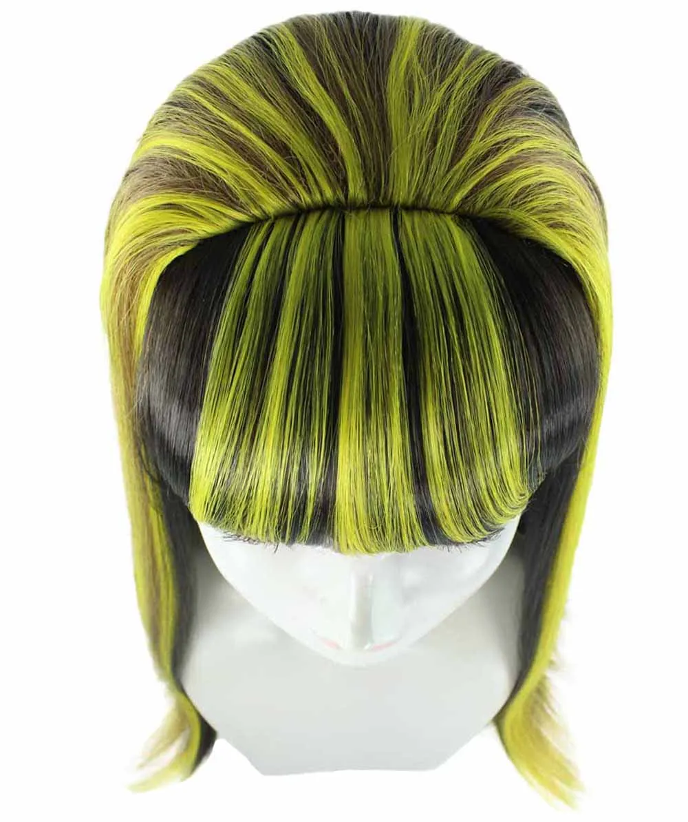 Monster Womens Wig | Neon Yellow & Black Cosplay Halloween Wig | Premium Breathable Capless Cap