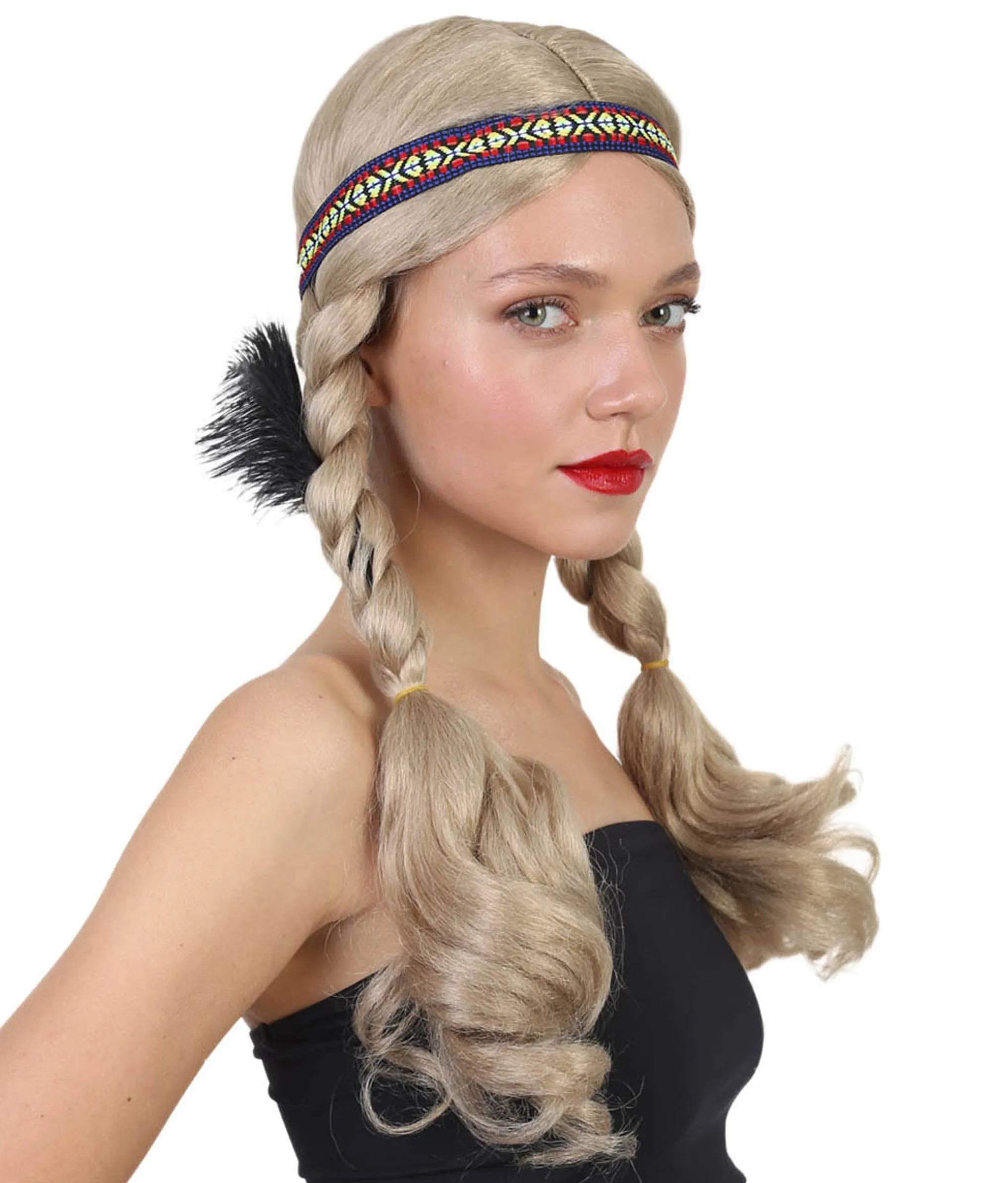 Native American Style Wig | TV/Movie Blonde Fancy Cosplay Halloween Wig | Premium Breathable Capless Cap