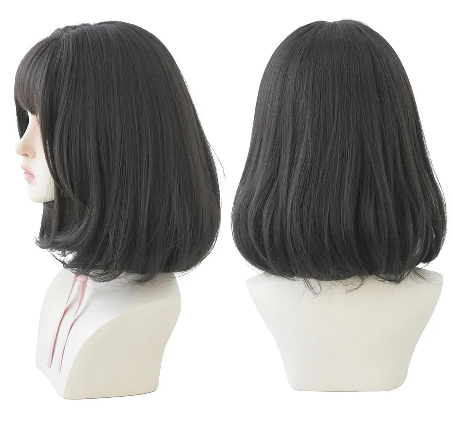 Natural Comfortable Synthetic Wig for Women Black Shoulder Straight Hair 14 Inch Fashion Hairstyle Wig