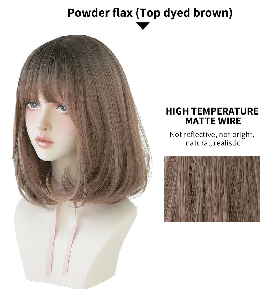 Natural Comfortable Synthetic Wig for Women Black Shoulder Straight Hair 14 Inch Fashion Hairstyle Wig