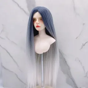 New Doll Wig for 1/3, 1/4, 1/6 BJD Dolls | Gradient Milky Gray Straight Hair | Vintage Style for Men and Women | Doll Accessories