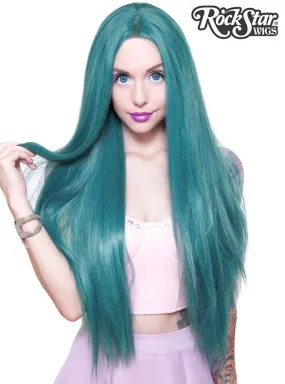 Premium Lace Front Yaki Straight 32" Womens Turquoise Mix Wig