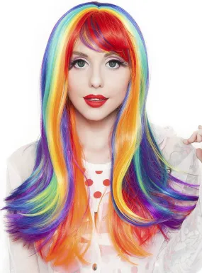 Rainbow Rock Womens Long Straight Fashion Wig with Fringe