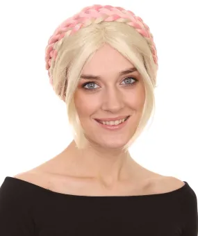 Renaissance Womens Braids | Short Blonde With Pink Braid Wig | Premium Breathable Capless Cap