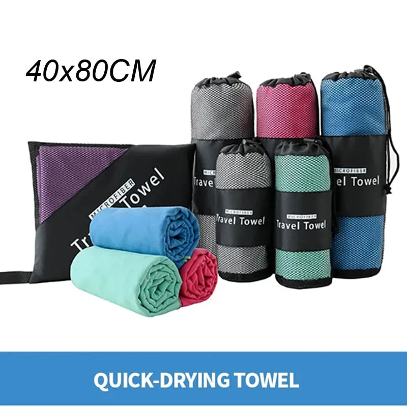 Solid Beach Towel Microfiber Sport Towel Portable Absorbent Double-sided Fleece Quick-drying Superfine Fiber Sand Free Towel