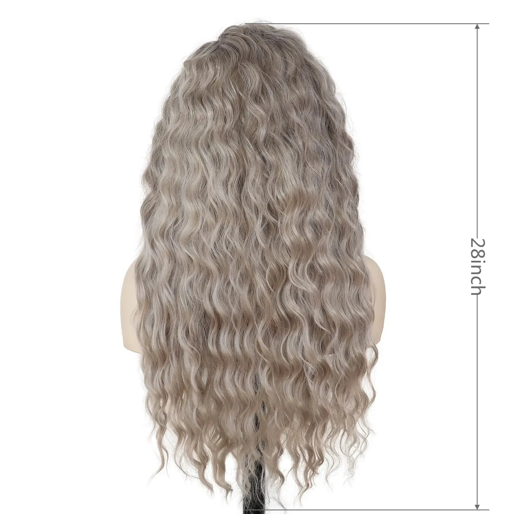 Synthetic Long Curly Wigs for White Women Ash Blonde Wig Natural Large Volume Wig Fluffy Hairstyle Costume Wedding Wig