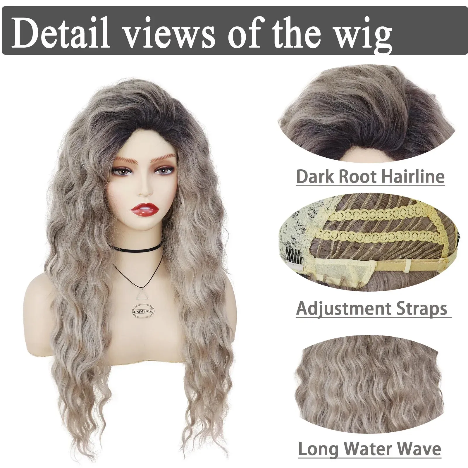 Synthetic Long Curly Wigs for White Women Ash Blonde Wig Natural Large Volume Wig Fluffy Hairstyle Costume Wedding Wig