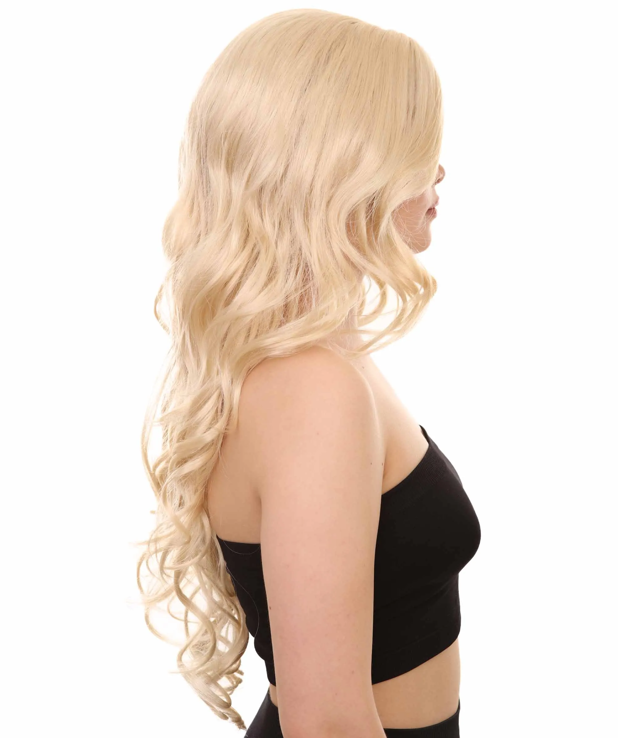 Womens 25.5" Long Curly Wig | Blonde Fashion Wig | Premium Breathable Capless Cap