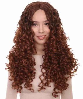 Womens Brown Long Curly Wig  Song Contest 2018 | Celebrity Wigs | Premium Breathable Capless Cap